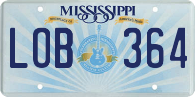 MS license plate LOB364