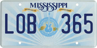 MS license plate LOB365