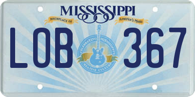 MS license plate LOB367