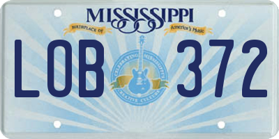 MS license plate LOB372