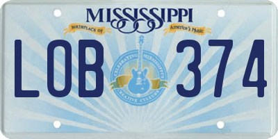 MS license plate LOB374