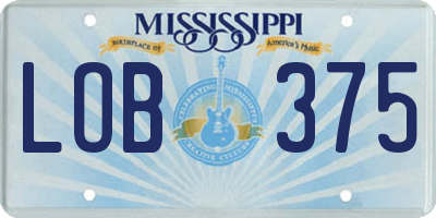 MS license plate LOB375