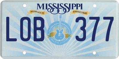 MS license plate LOB377