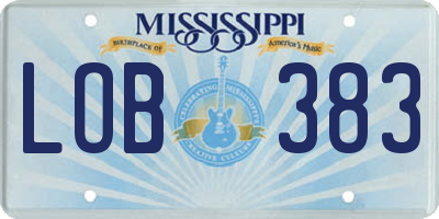 MS license plate LOB383