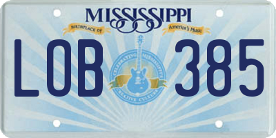 MS license plate LOB385