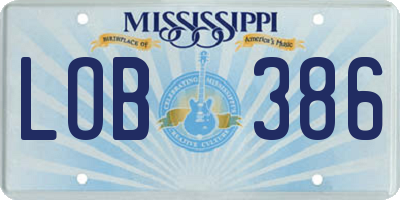 MS license plate LOB386
