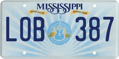 MS license plate LOB387