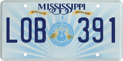 MS license plate LOB391