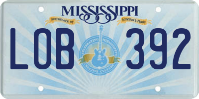 MS license plate LOB392