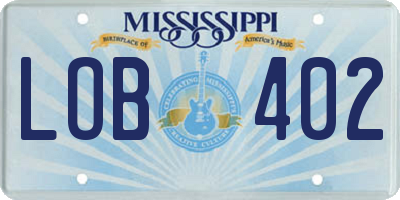 MS license plate LOB402