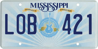 MS license plate LOB421