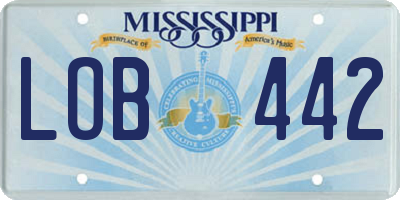 MS license plate LOB442
