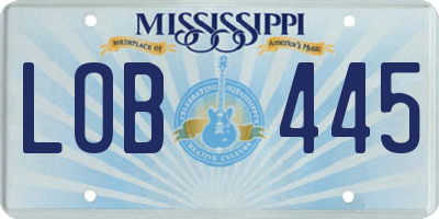 MS license plate LOB445