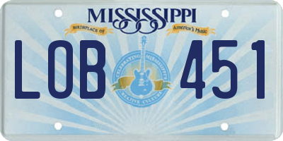 MS license plate LOB451