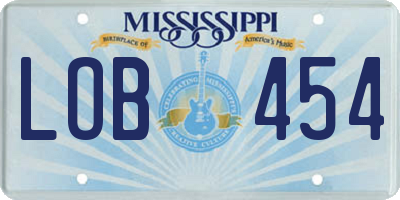 MS license plate LOB454