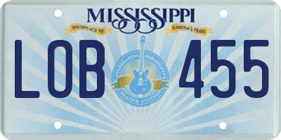 MS license plate LOB455