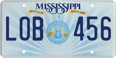 MS license plate LOB456