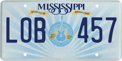 MS license plate LOB457