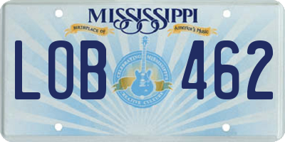 MS license plate LOB462