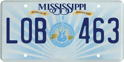 MS license plate LOB463