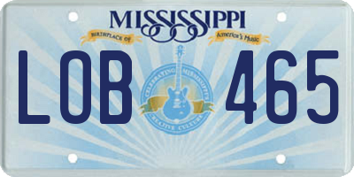 MS license plate LOB465