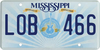 MS license plate LOB466
