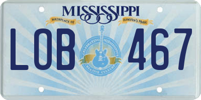 MS license plate LOB467