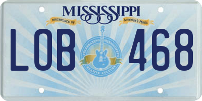 MS license plate LOB468