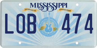 MS license plate LOB474