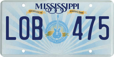 MS license plate LOB475