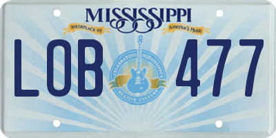 MS license plate LOB477