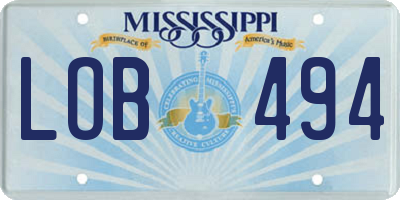 MS license plate LOB494