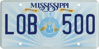 MS license plate LOB500