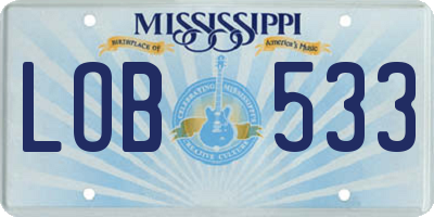 MS license plate LOB533