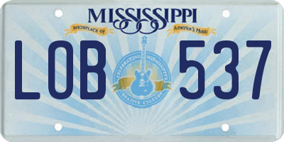 MS license plate LOB537