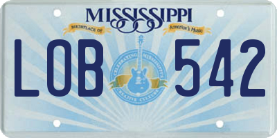 MS license plate LOB542
