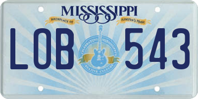 MS license plate LOB543