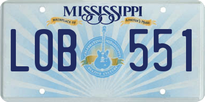 MS license plate LOB551