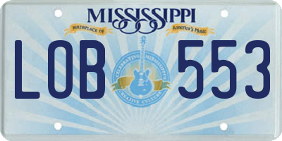 MS license plate LOB553
