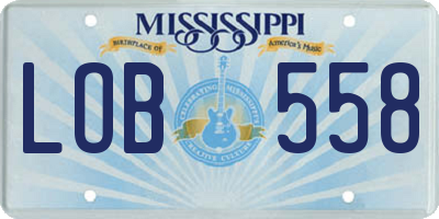 MS license plate LOB558