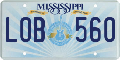 MS license plate LOB560