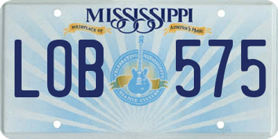 MS license plate LOB575