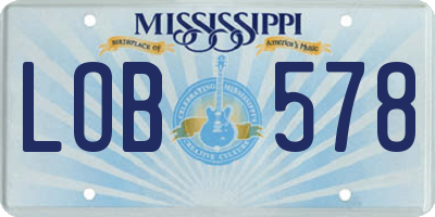 MS license plate LOB578
