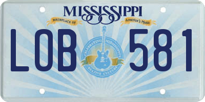 MS license plate LOB581