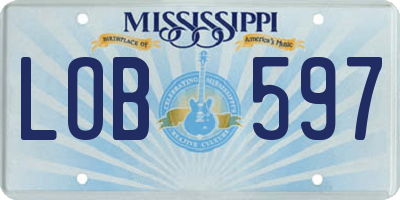 MS license plate LOB597