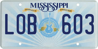 MS license plate LOB603