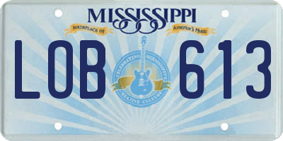 MS license plate LOB613