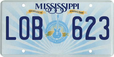 MS license plate LOB623