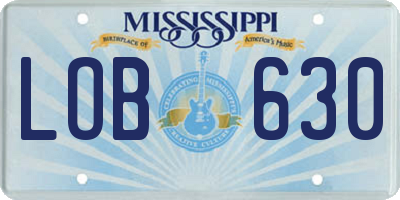 MS license plate LOB630