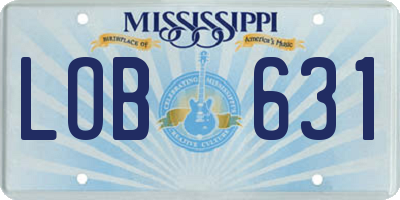 MS license plate LOB631